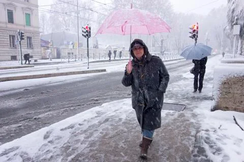 Snow in Rome 库存照片