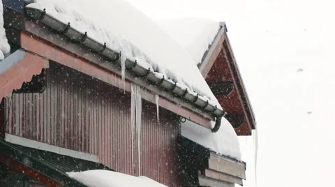 Snow on the roofs: winter days, cold time Stock Footage 47710635