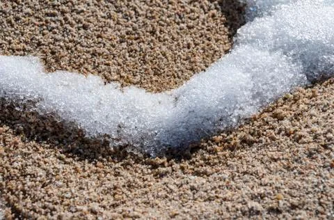 Snow on sand closeup Stock Photos