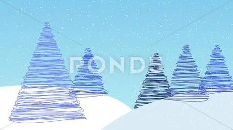 Snow scape Christmas tree background, with room for graphics and text Stock Illustration