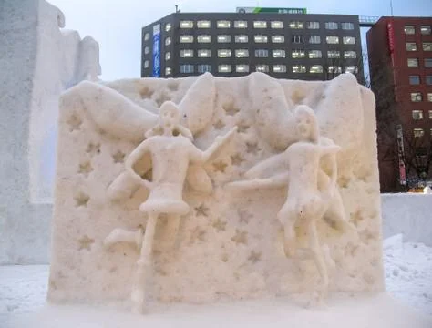 Snow sculptures in winter. Stock Photos