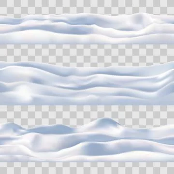 Snow seamless borders set. Snowdrift vectors elements Stock Illustration