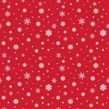 Snow seamless pattern on red background. Wrapping paper Stock Illustration
