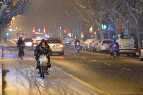 Snow in Shanghai Foto stock