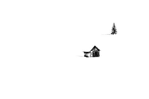 Snow, shed, pine Stock Photos