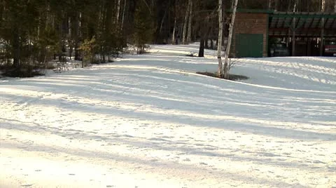 Snow Shoeing Slow Stock Footage 10886879