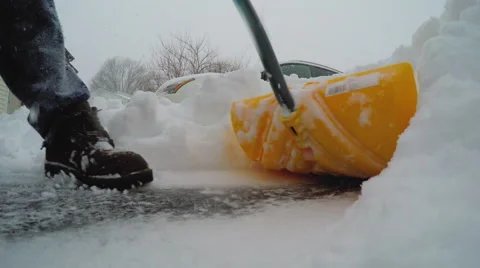 Snow Shoveling Close Up Stock Footage 68940434