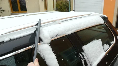 Snow on side and top of the car Stock Footage 227009266