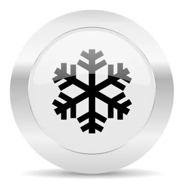 Snow silver glossy web icon Stock Illustration