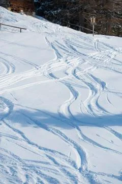 Snow ski traces 写真素材