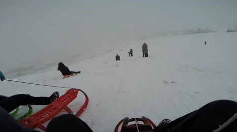 Snow Sledding Stock Footage 45711039