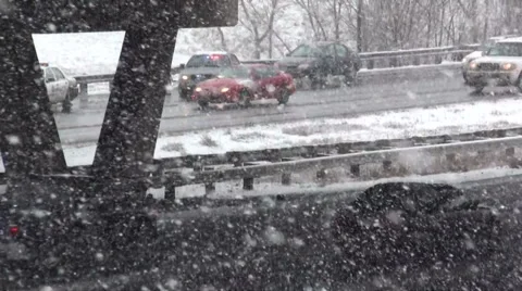 Snow Slick Roads Stock Footage 54755961