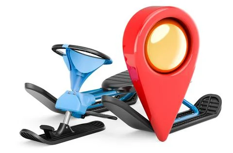 Snow slider with map pointer. 3D rendering イラスト素材