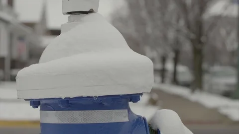 Snow SlowMo60 BlueFireHydrant Video stock 88386775