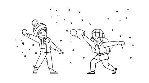Snow snowball fight kid vector Stock Illustration