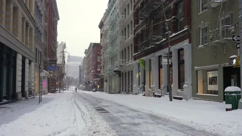 Snow in SoHo street Stock Footage 147641387