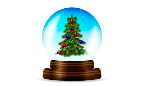 Snow sphere with christmas tree Stock Illustration