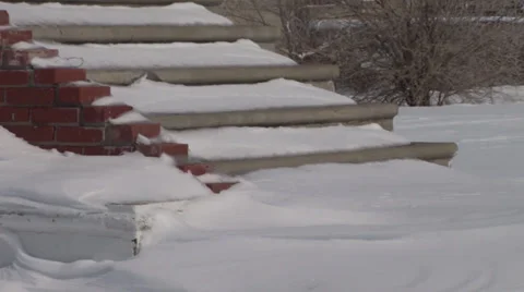 Snow Stairs Stock Footage 36280623