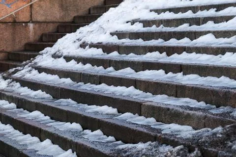 Snow on stairs Stock Photos