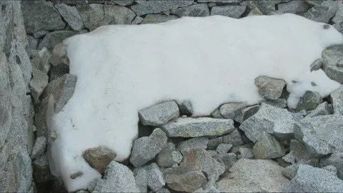Snow on a stone wall Stock Footage 194837838