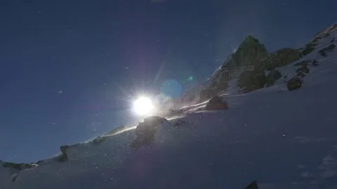 Snow storm in the ascent to the top Stock Footage 82745108