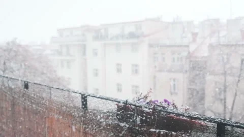 Snow storm from the balcony Stock Footage 152409601