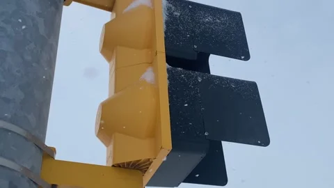 Snow Storm - Blizzard - Pan up and down of Walk / Don't Walk sign Stock Footage 228654441