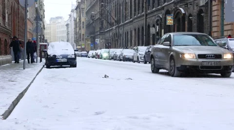 Snow storm in Budapest Stock Footage 58845895