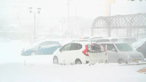 Snow Storm in the city. Stock Footage 34900456