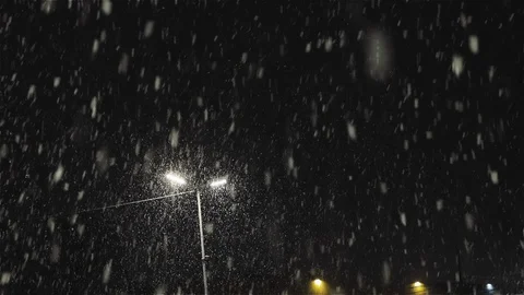 Snow Storm Falling On City Video stock 124600975