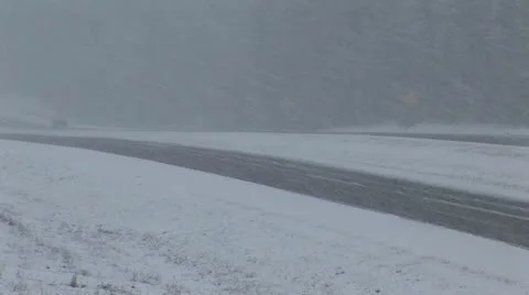 Snow Storm Highway Video stock 12626181