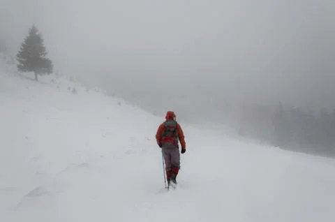 Snow storm on the mountains Stock Photos