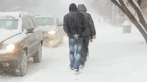 Snow Storm on the road Stock Footage 22374293
