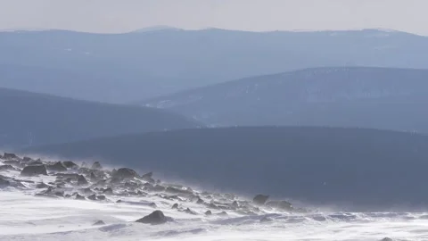 Snow storm in Uralic mountains Stock Footage 282741840