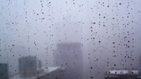 Snow Storm Window City View Stock Footage 72513631