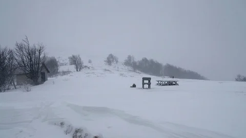 Snow storm in winter mountains Stock Footage 102968892
