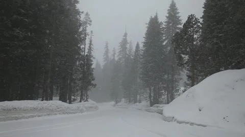 Snow storms and road closures in Sequioa National Park PT1 Stock Footage 10833020