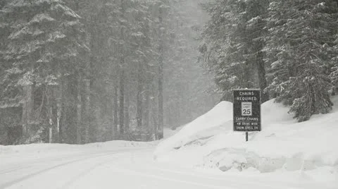 Snow storms and road closures in Sequioa National Park PT2 Stock Footage 10833113