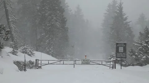 Snow storms and road closures in Sequioa National Park PT4 Stock Footage 10833292