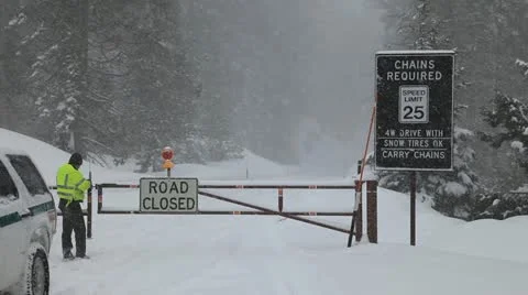 Snow storms and road closures in Sequioa National Park PT5 Stock Footage 10833339