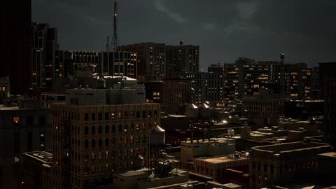 Snow stormy clouds over city panorama 库存插图