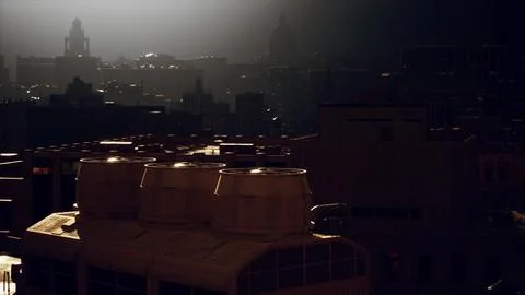 Snow stormy clouds over city panorama 库存插图