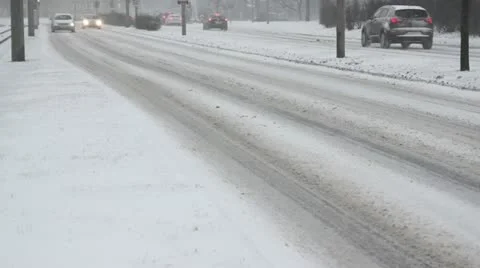 Snow on Street Stock Footage 12757002