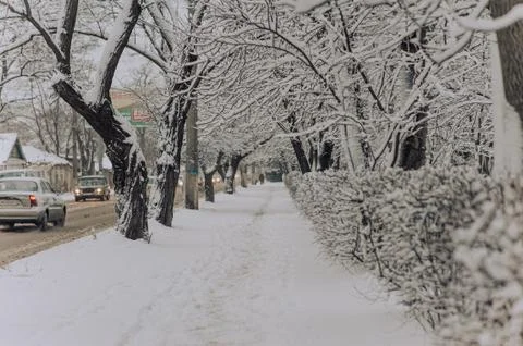 Snow street Stock Photos