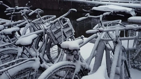 Snow on the streets of Amsterdam Stock Footage 326064307