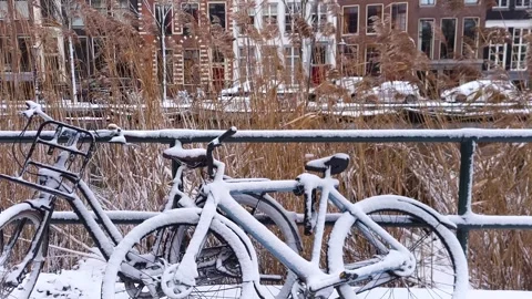 Snow on the streets of Amsterdam Stock Footage 326064308