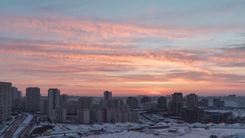 SNOW SUNRISE WITH RED TWILIGHT Stock Footage 149485533