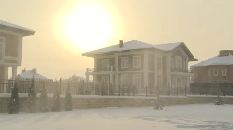 Snow on sunset Stock Footage 64314828