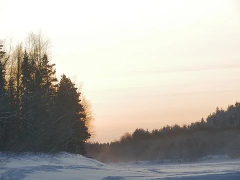 Snow sunset Stock Photos