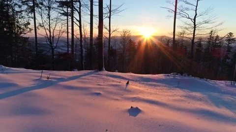 Snow Sunset Reverse Aerial 4k Stock-Footage 70885564